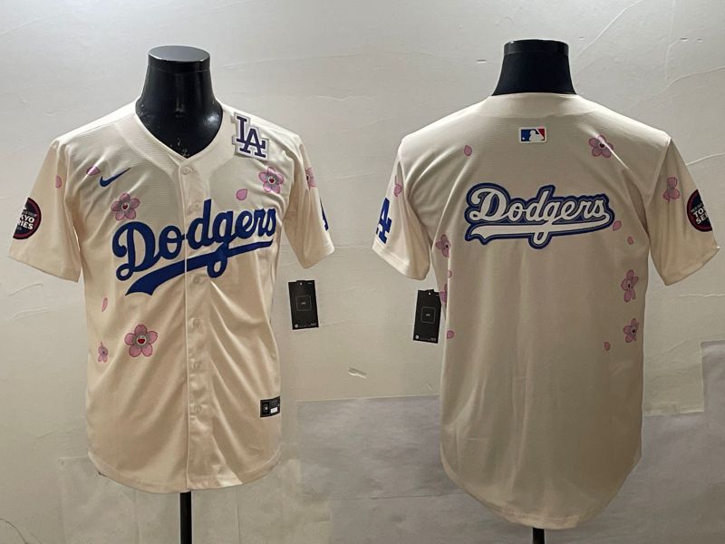 Men Los Angeles Dodgers Blank Cream Sakura Edition 2025 Nike MLB Jersey style 16->los angeles dodgers->MLB Jersey